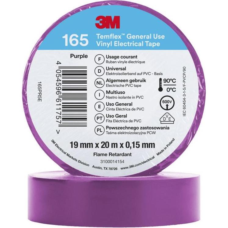 3M, Klebeband, Temflex Vinyl-Isolierband 165, 19 mm x 20 m (19 mm)