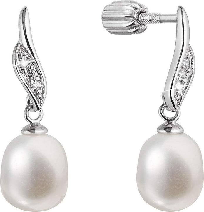 Actual product image Evolution Group Charming dangle earrings with zircons and real river pearl 21092.1B