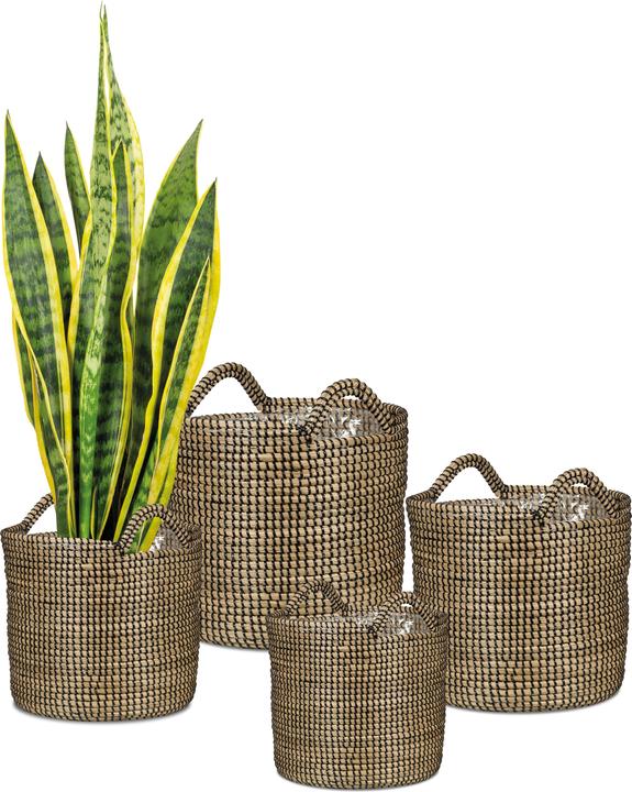 Produktbild Scheurich Seagrass 32, Korbgefäss/Korb-Pflanzgefäss/Korbtopf mit Griffen aus Seagrass Farbe: Black, 32 (32 cm)