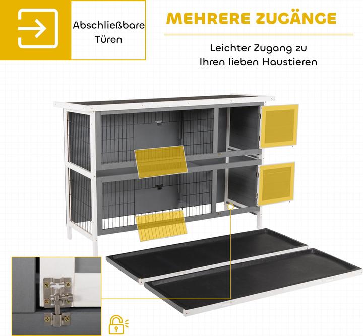 Image du produit PawHut Kaninchenstall Tannenholz Grau