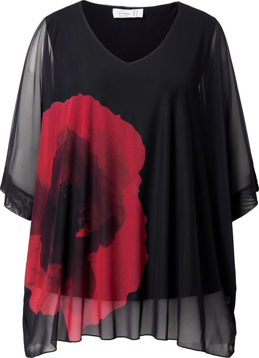 Actual product image Miamoda Mesh-Bluse, oversized, Blumendruck, blickdichtes Jerseytop (50, 52)