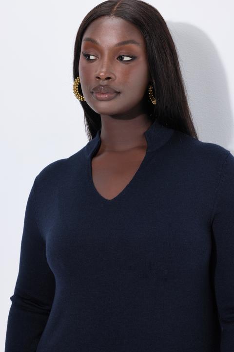 Immagine prodotto Ulla Popken Maglione in misto seta con scollo montante e maniche lunghe (42, 44)