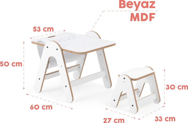 Produktbild MamaToyz Multiaktivitätstisch und Hocker aus MDF (Kindertisch)