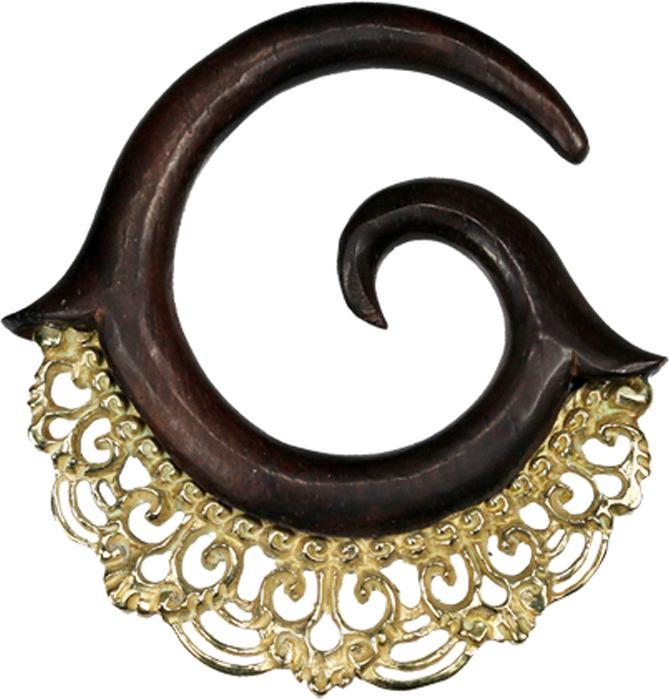Immagine prodotto Star Piercing Spirale per il peso dell'orecchio con pettine in legno di Narra (Ottone, Organico)