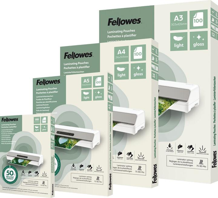 Image du produit Fellowes Laminierhülle A6 2x80µm 100ST matt Rec. (A6, 100 pcs, 80 µm)