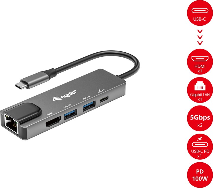 Actual product image equip USB-C Hub (USB-C, 5 Ports)