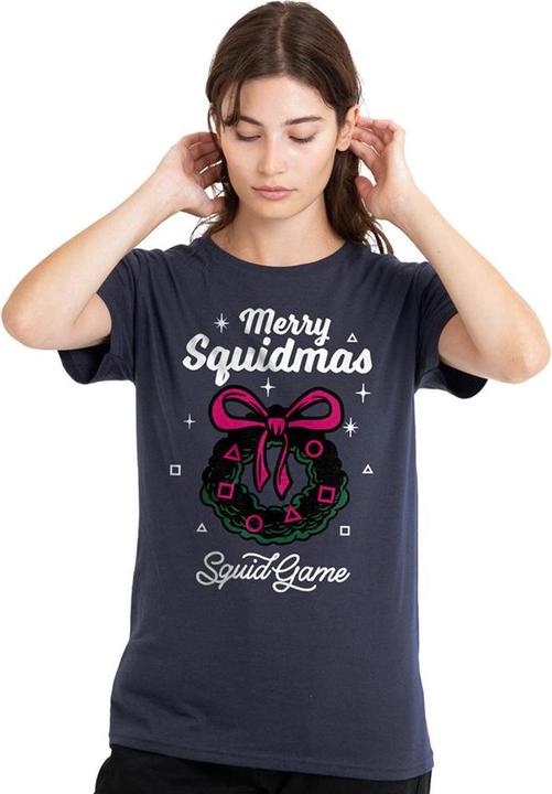 Immagine prodotto Squid Game Merry Squidmas Maglietta Natale Corona di Fiori Donna (L)