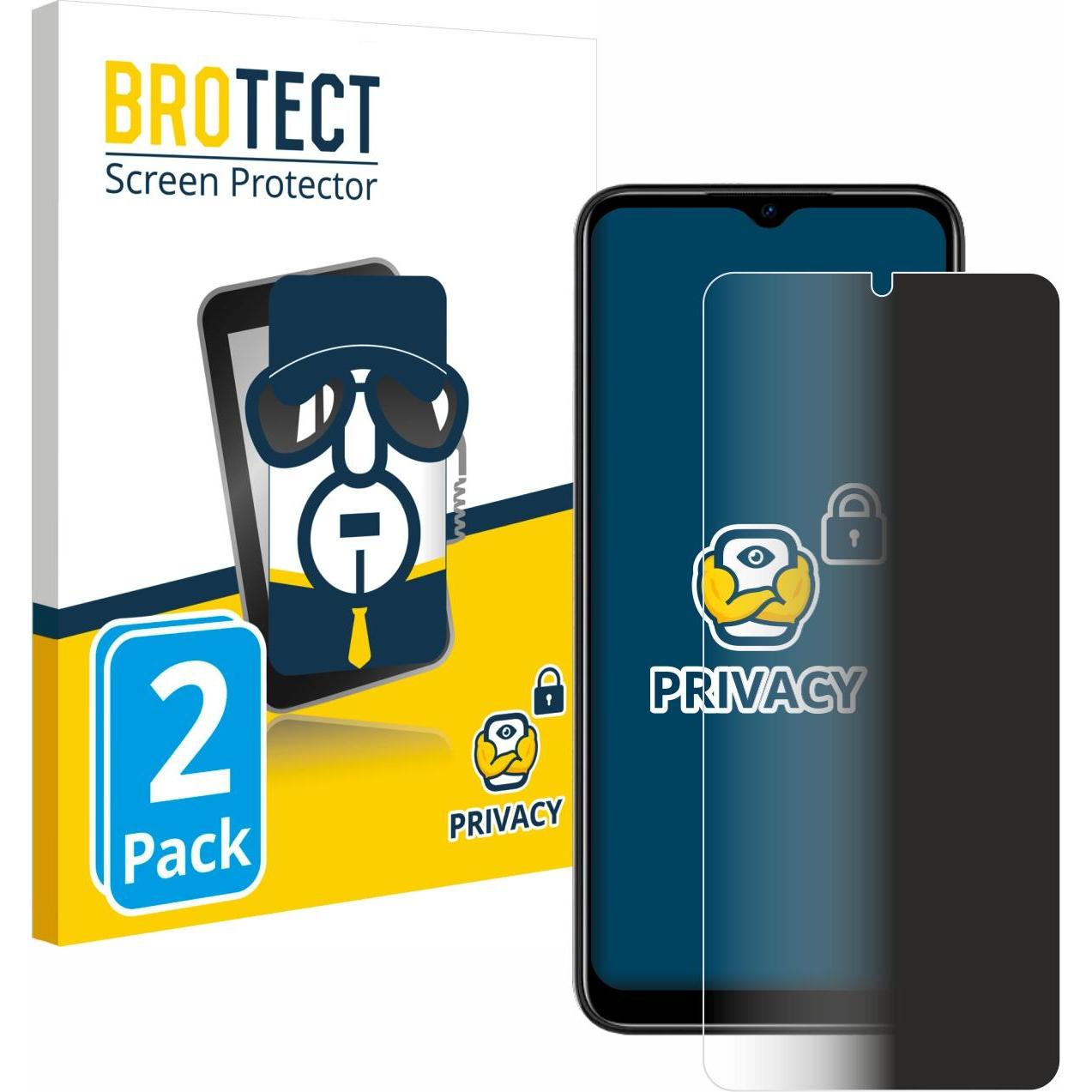 BROTECT Sichtschutzfolie Anti-Spy Privacy Folie Blaulicht-Schutz (2 Stück, Doogee N50), Smartphone Schutzfolie, Blau