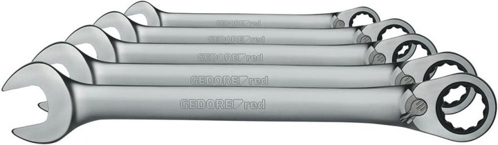 Productafbeelding Gedore Red Combinatie ratel steeksleutelset omkeerbaar. metrisch 5 stuks (19 mm, 8 mm, 15 mm, 7 mm, 10 mm)