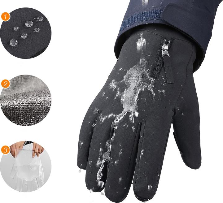 Produktbild Hurtel Rutschfeste Winter-Handy-Sporthandschuhe (Grösse L) – schwarz (L)