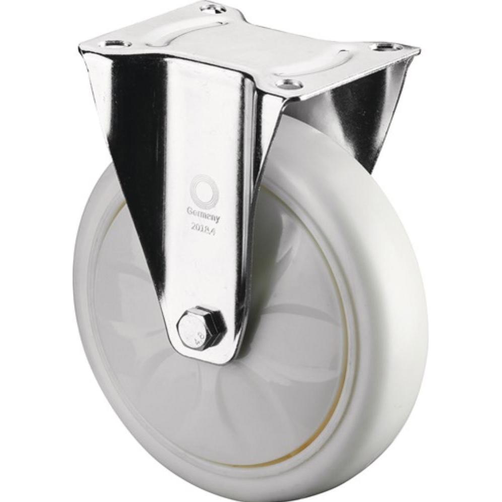 BS Rollen, Möbelrollen, Bockrolle Rad-Ø 125 mm Tragfähigkeit 300 kg Kunststoff Platte L138xB109 mm Farbe Rolle weiss