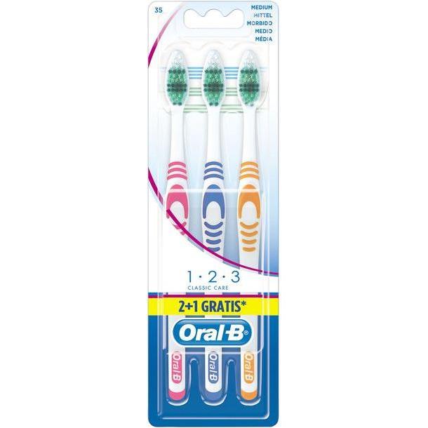 Oral-B, Handzahnbürste, 1,2,3 Classic Care (Mittel, 3 x)
