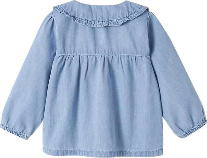 Actual product image Vertbaudet Baby blouse in light denim, customisable (62)