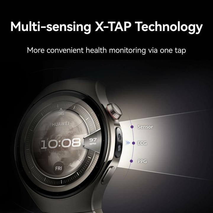 Immagine prodotto Huawei Orologi intelligenti Watch 5 (42 mm), cinturino in fluorelastomero verde chiaro, corpo in metallo, (42 mm, 4G)