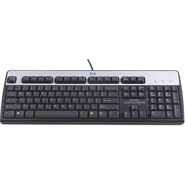 HP Keyboard (ENGLISH) (Eng. Int., Kabelgebunden), Tastatur, Schwarz, Silber