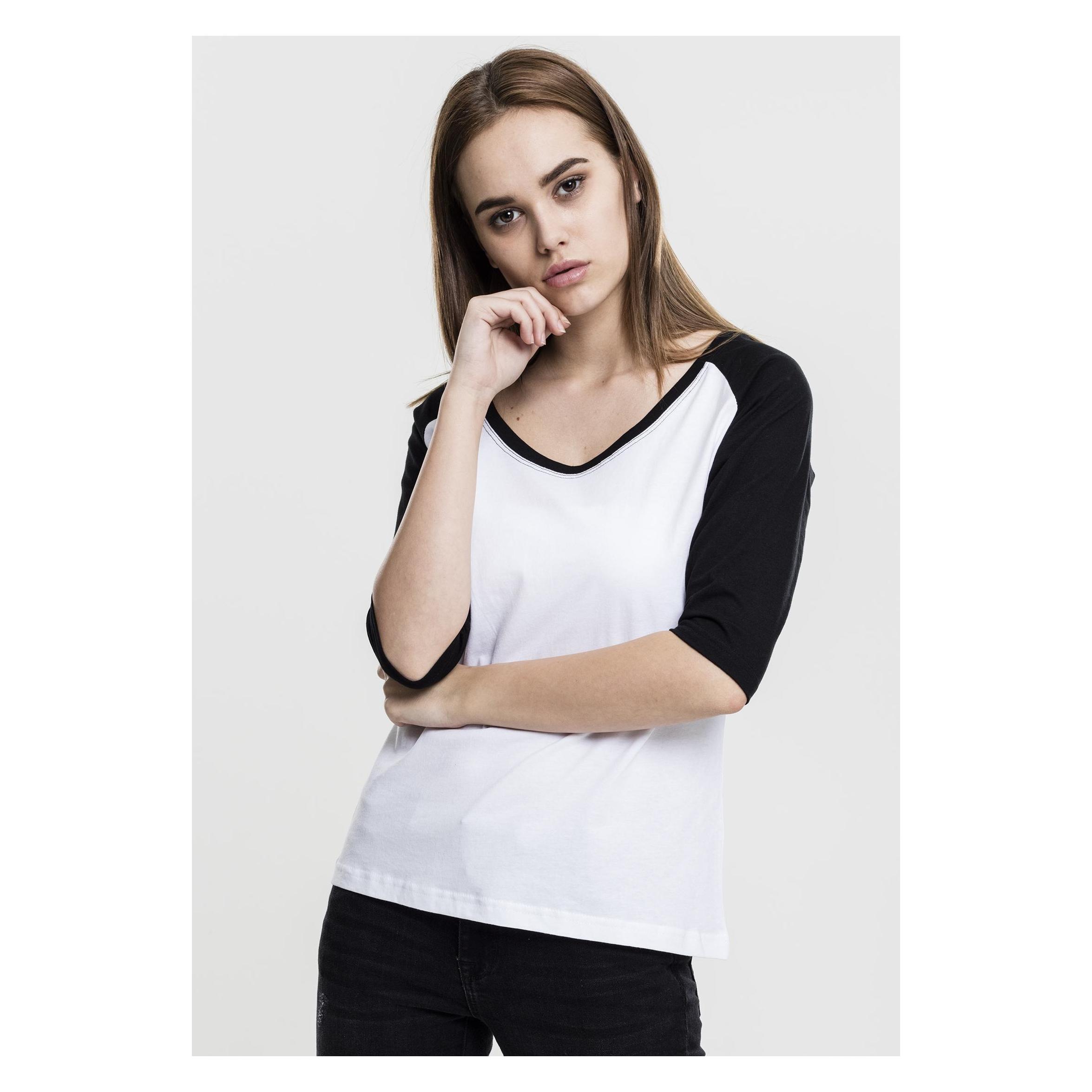 Urban Classics, Damen, Shirts, Ladies 3/4 Contrast Raglan Tee, Weiss, (Xs)