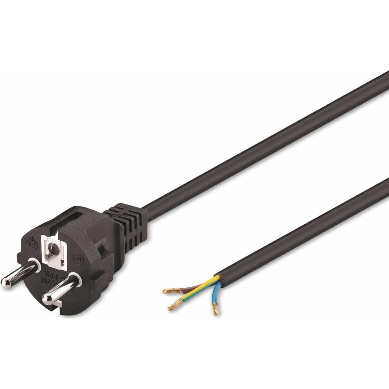 Goobay Schutzkontaktkabel zum Konfektionieren, 2 m, Schwarz (2 m), Stromkabel