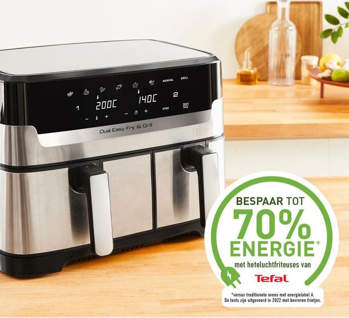 Productafbeelding Tefal EY905D Dual Easy Fry & Grill, roestvrij staal