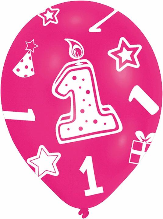 Actual product image Amscan Balloons, 6 pieces, assorted, number 1 (6x)