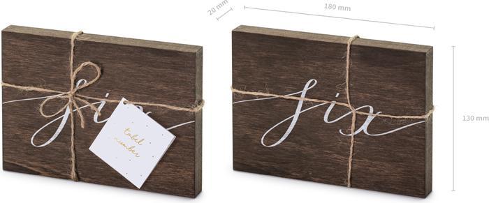 Produktbild Partydeco Wooden table number, "Six", 2x18x12.5 cm (1 pkt / 1 pc.) (1 Stück)