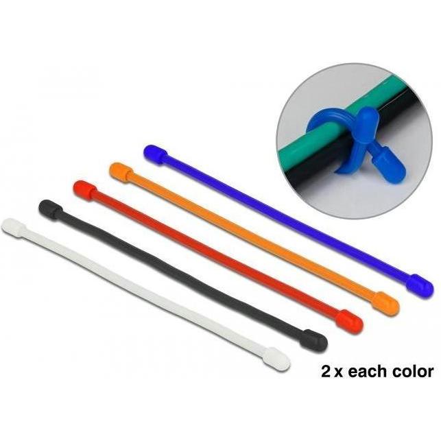 Thumbnail - Delock, Kabelbinder, Kabelbinder 80mm x 4mm Mehrfarbig, 10 Stück (Klettkabelbinder, 80 mm, 10 Stk.)