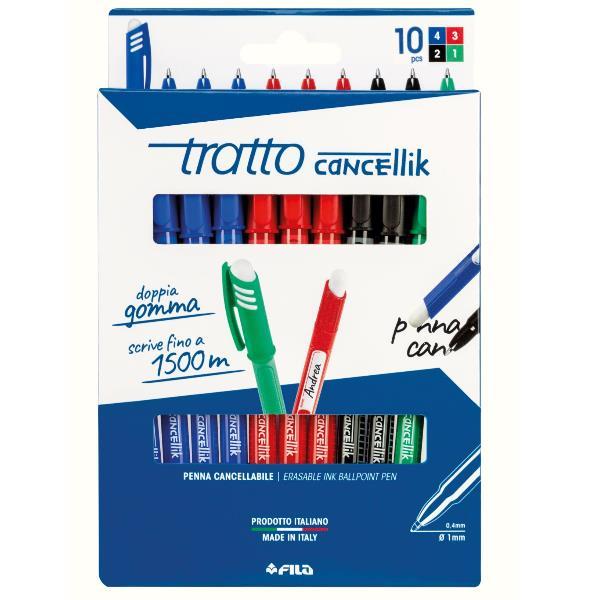 Actual product image Tratto Pack 10 Cancellik (Black, Blue, Green, Red, 10x)