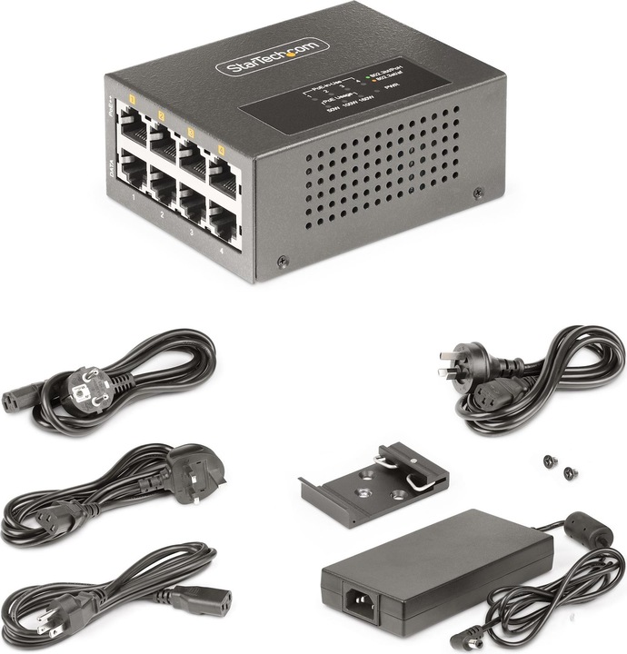Produktbild StarTech COM 4-Port Multi-Gigabit PoE++ Injector 5/2.5G Ethernet NBASE-T PoE/PoE+/PoE++ 802.3af/802. (802.3bt (PoE++), 802.3af (PoE), 802.3at (PoE+), 160 W)