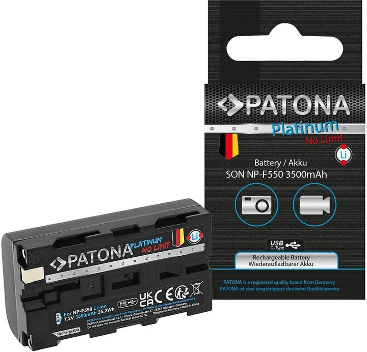 Actual product image Patona Platinum Battery Sony NP-F550 USB-C (Camera battery)