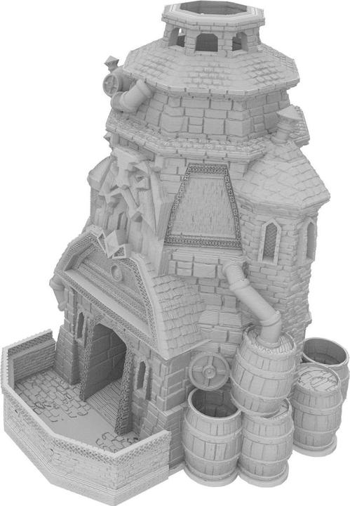 Produktbild Feldherr Fates End Würfelturm Brewery grau – 3D-gedrucktes Tabletop-Gelände (Kunststoff)