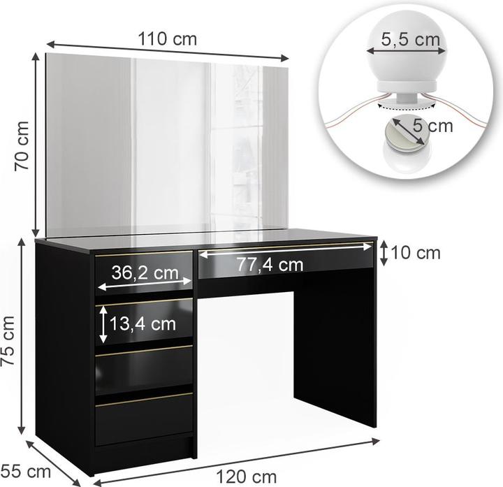 Image du produit Vicco Sherry avec éclairage (120 x 75 x 55 cm)