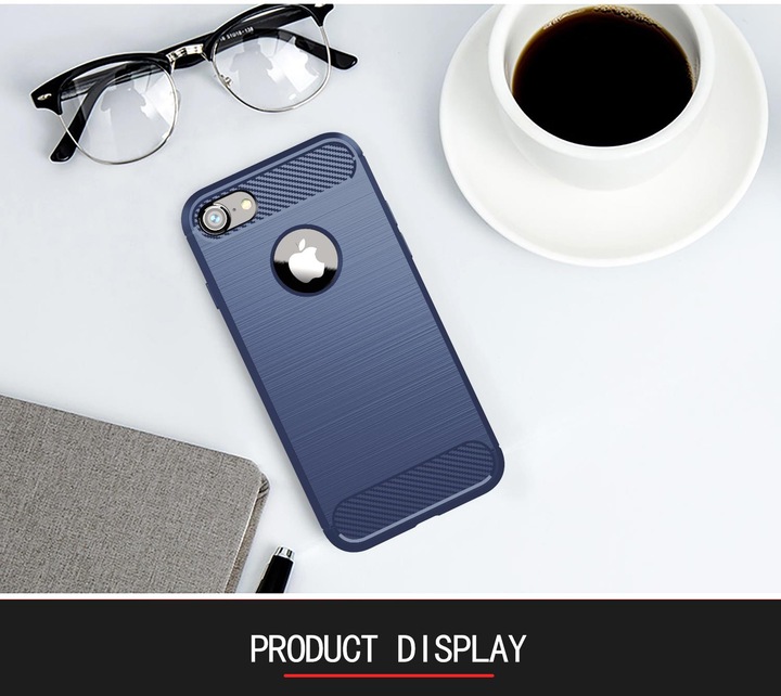 Immagine prodotto Cadorabo TPU Ultra sottile in acciaio inossidabile al carbonio Combi Cover (Apple iPhone 7)