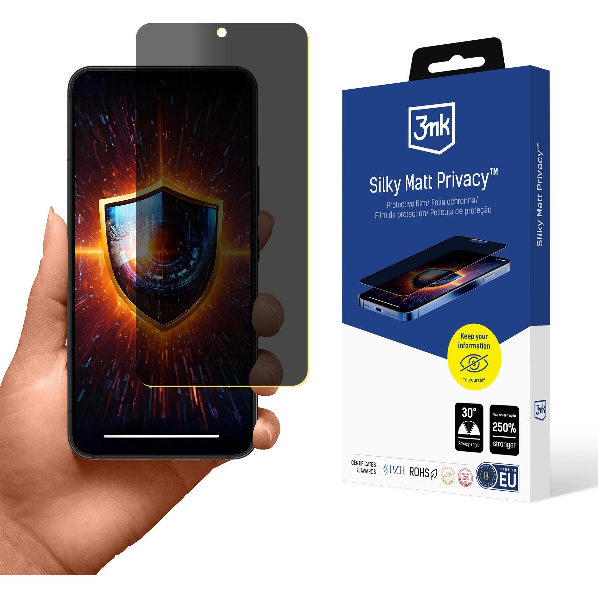 3MK Samsung Galaxy S22 5G - Silky Matt Privacy (1 Stück, Samsung Galaxy S22 5G), Smartphone Schutzfolie, Grau