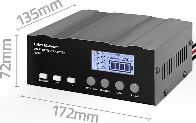 Image du produit Qoltec Mikroprozessor-Ladegerät 12V 12.6V 24V LCD