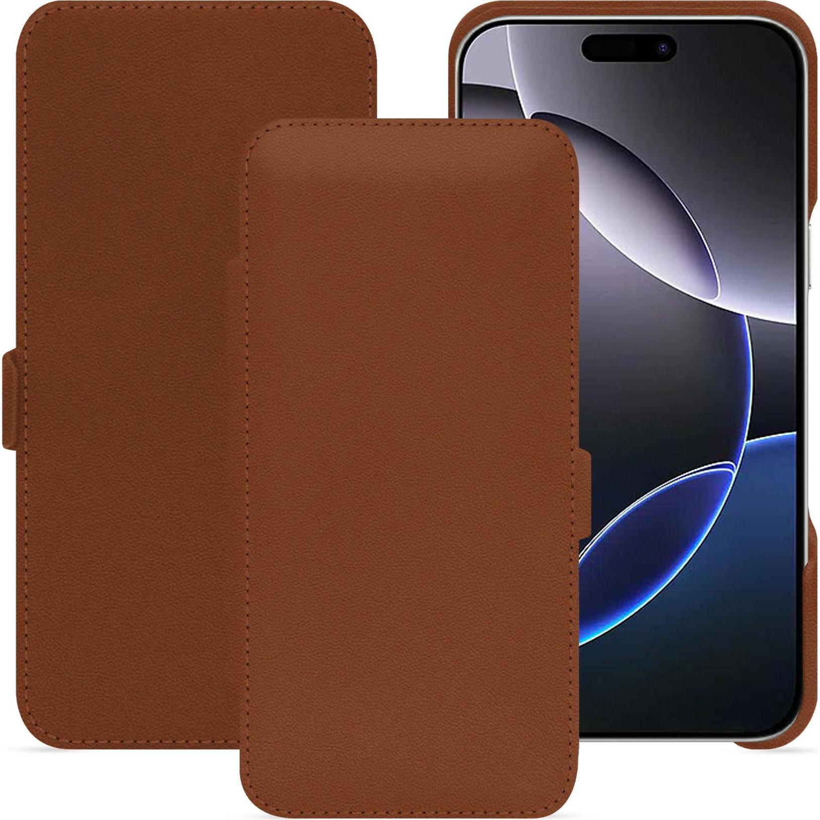 Noreve Lederschutzhülle horizontal (Apple iPhone 16 Pro Max), Smartphone Hülle, Braun
