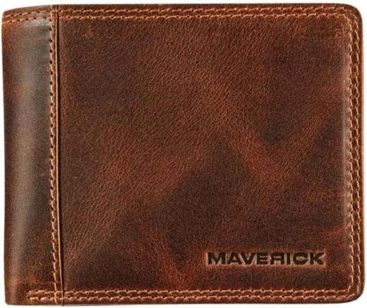 Actual product image Maverick Wallet compact leather brown