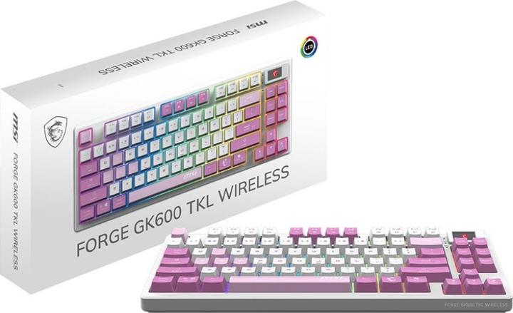 Actual product image MSI Computer keyboard KEYBOARD GAMING VIOLET US/FORGE GK600 TKL W VIOLET (US, Wireless)