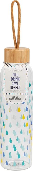 Actual product image CM06991 Raindrops Glass Bottle 550 ml with Bamboo Lid (0.55 l)