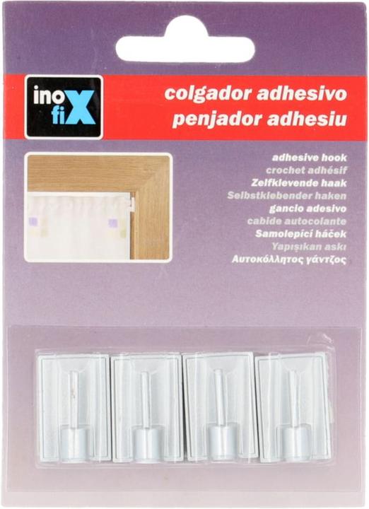 Produktbild Inofix Klebehaken Vorhangstangen, matt chrom, 4 Stück