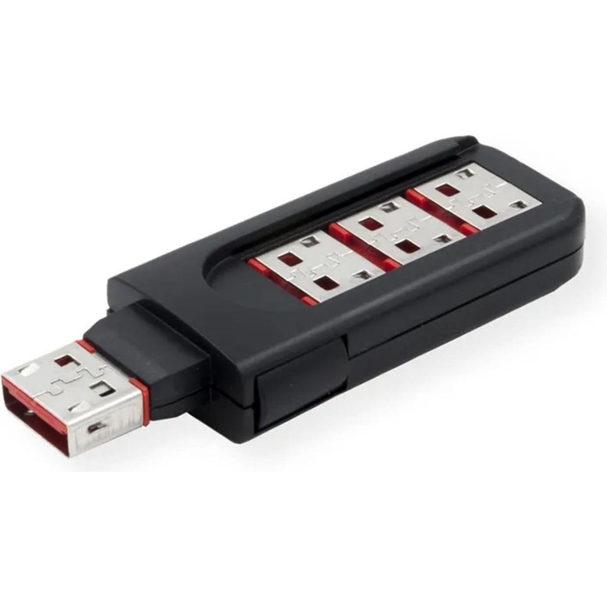 Thumbnail - Exsys EX-1114-r 4 x USB Schloss 1 Schlüssel, Notebook Security, Rot