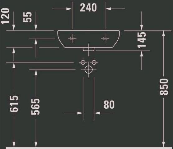 Produktbild Duravit Handwaschbecken D-CODE MED o ÜL m HLB 450x340mm ohne Hahnloch weiss (340 mm, 450 mm)