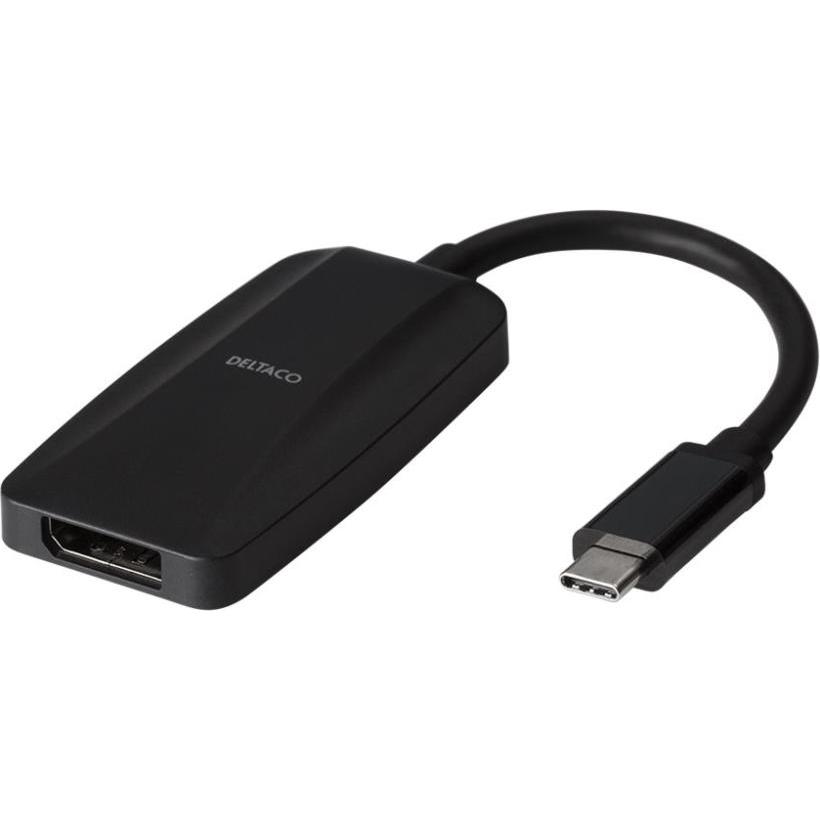 Deltaco USB-C to DisplayPort adapter, 32.4 Gbit / s, 8K at 30Hz - Black (USB Typ-C), Data + Video Adapter, Schwarz