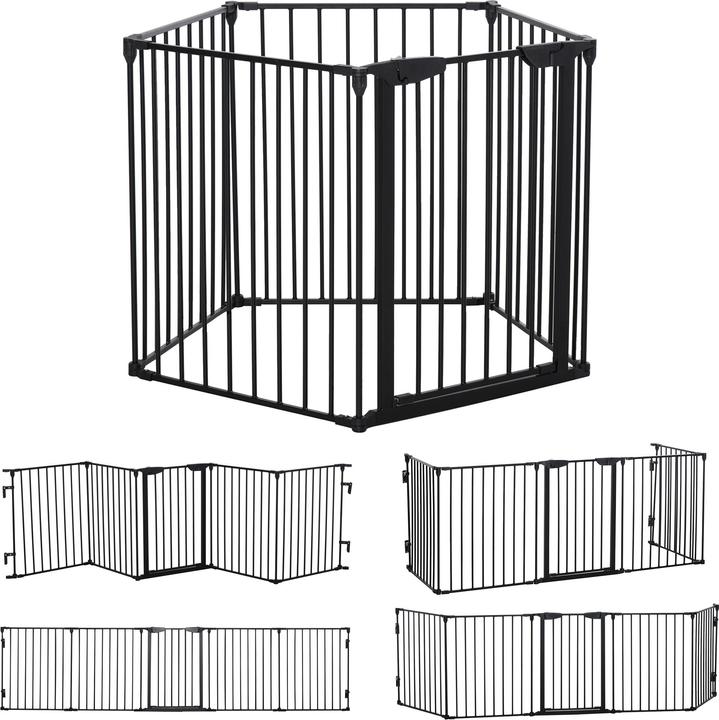 PawHut Absperrgitter Stahl, Kunststoff Schwarz
