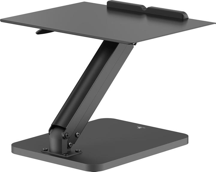 Maclean desk stand for monitor or laptop gas spring for standing and sitting work black MC-493