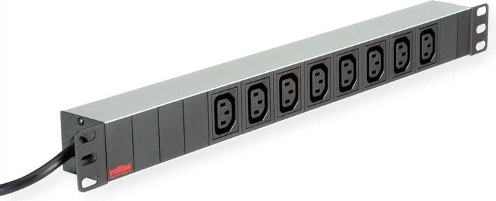 Produktbild Roline 19/"-Steckdosenleiste 8fach C13 + Schutzkontakt-Stecker, Aluminium, 2,0 m