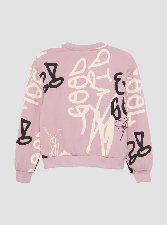 Produktbild s.Oliver Sweatshirt Sweatshirt mit All-over-Print und Rippbündchen (158, 164)