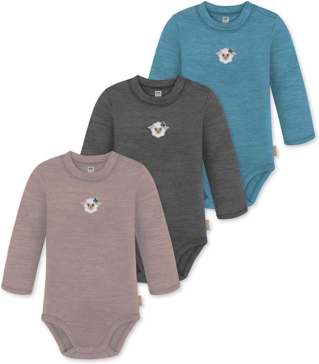 Actual product image Normani 3-pack baby merino long-sleeved body "Tuai" - 9403 (86)