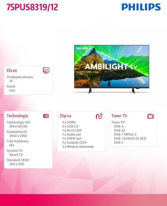 Produktbild Philips 75PUS8319/12 (75", LED, 4K)