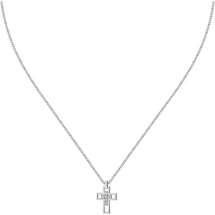 Actual product image Morellato Timeless silver necklace Cross with zircons SATT12