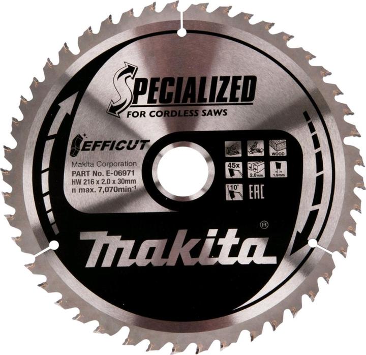 Actual product image Makita E-06971 TCT saw 216X30X2.0MM, Z-45 EFFICUT