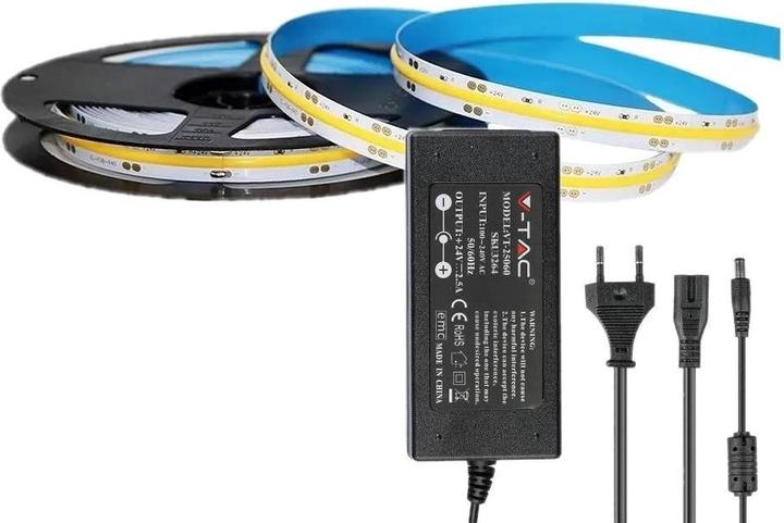 V-TAC LED COB Streifen Set IP20 24V 3000K 420 LEDs 10Wm 2667 3264 (Warmweiss, 5 cm)